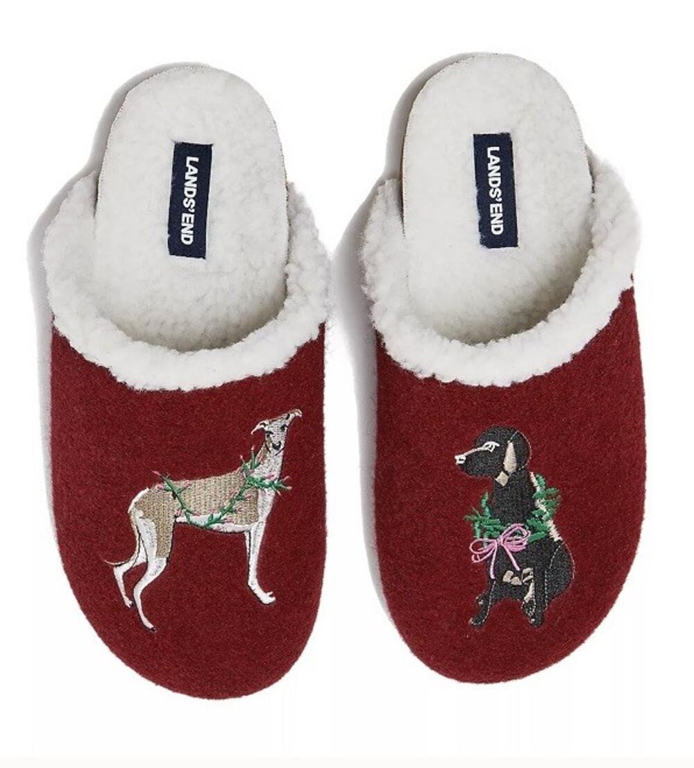 Lands End Dogs Sherpa Lined Clog Slip On Slippers Women's  NEW $79.95